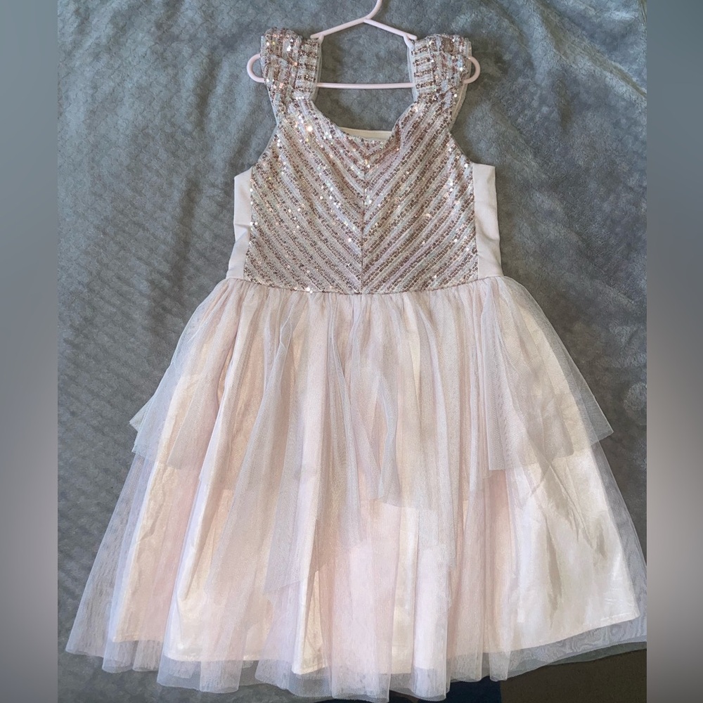 Zhenzi Sequin Striped Dress in Pink and Silver